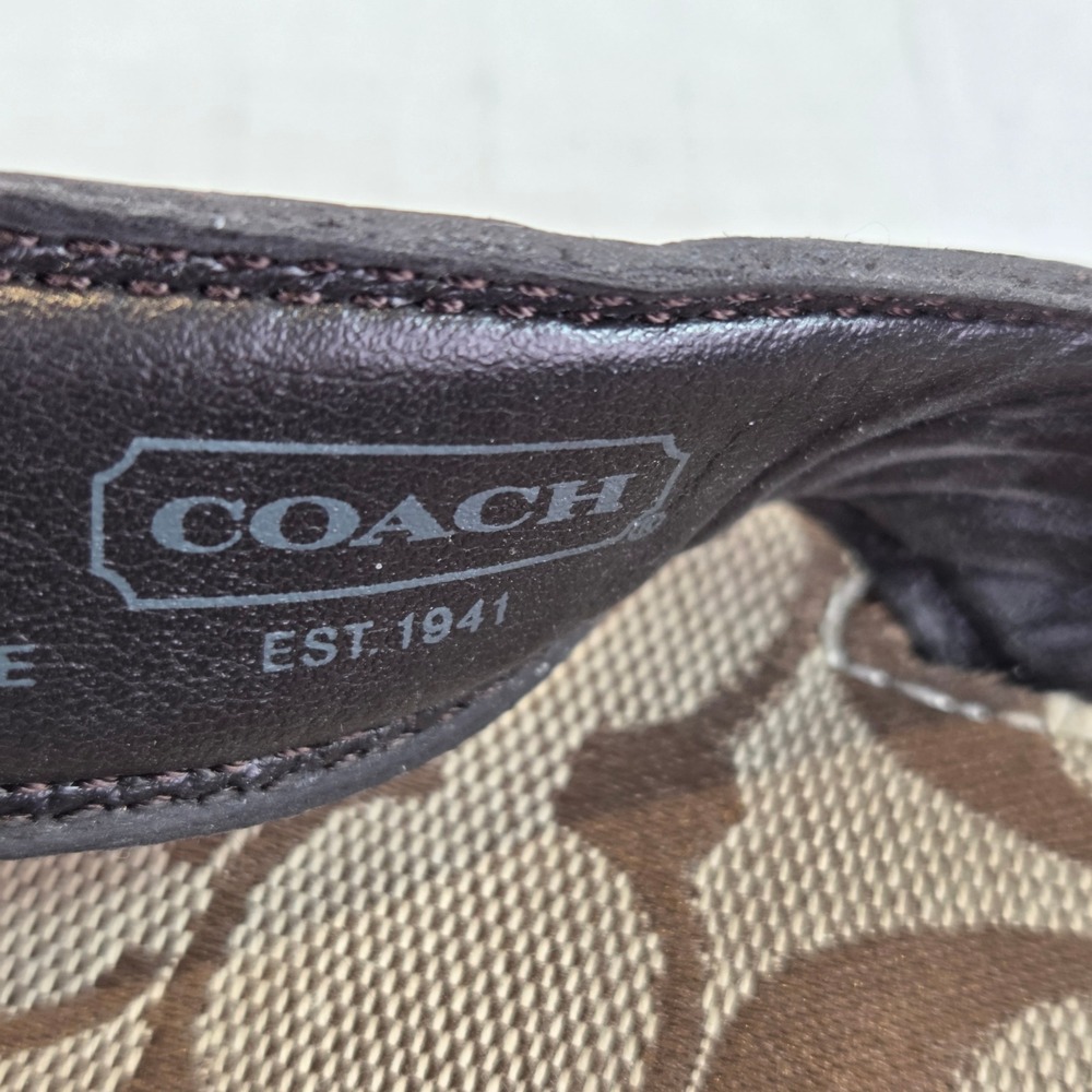 Coach Men's Brown Signature Monogram Leather Flip Flop Sandals H1107-Q740 Size 8 - Picture 6 of 10